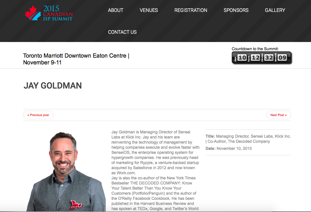 KlickCulture's tweet image. Thrilled to announce our very own @jaygoldman is @ISPSummit keynote speaker bit.ly/1RfUUbO @DecodedCompany