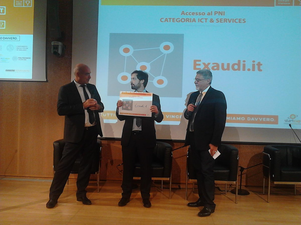 polimi's tweet photo. Vincitore categoria ICT &amp; Services: di nuovo #Exaudi.it @UniBergamo con portale per turismo religioso #startcupml https://t.co/aSwXqFqp7O