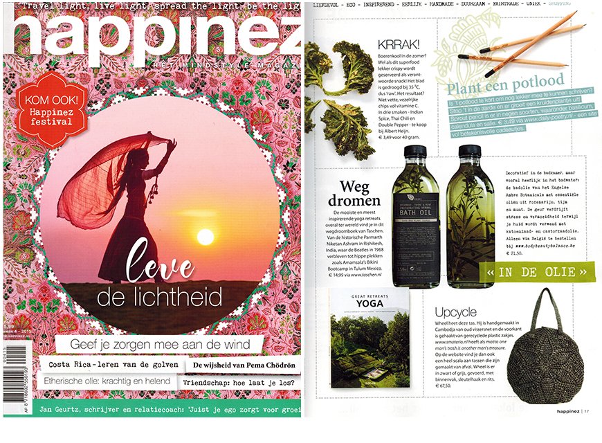 AmbreBotanicals's tweet photo. Our bath oil featured in Dutch Happinez magazine. https://t.co/uMuBoUMoFr