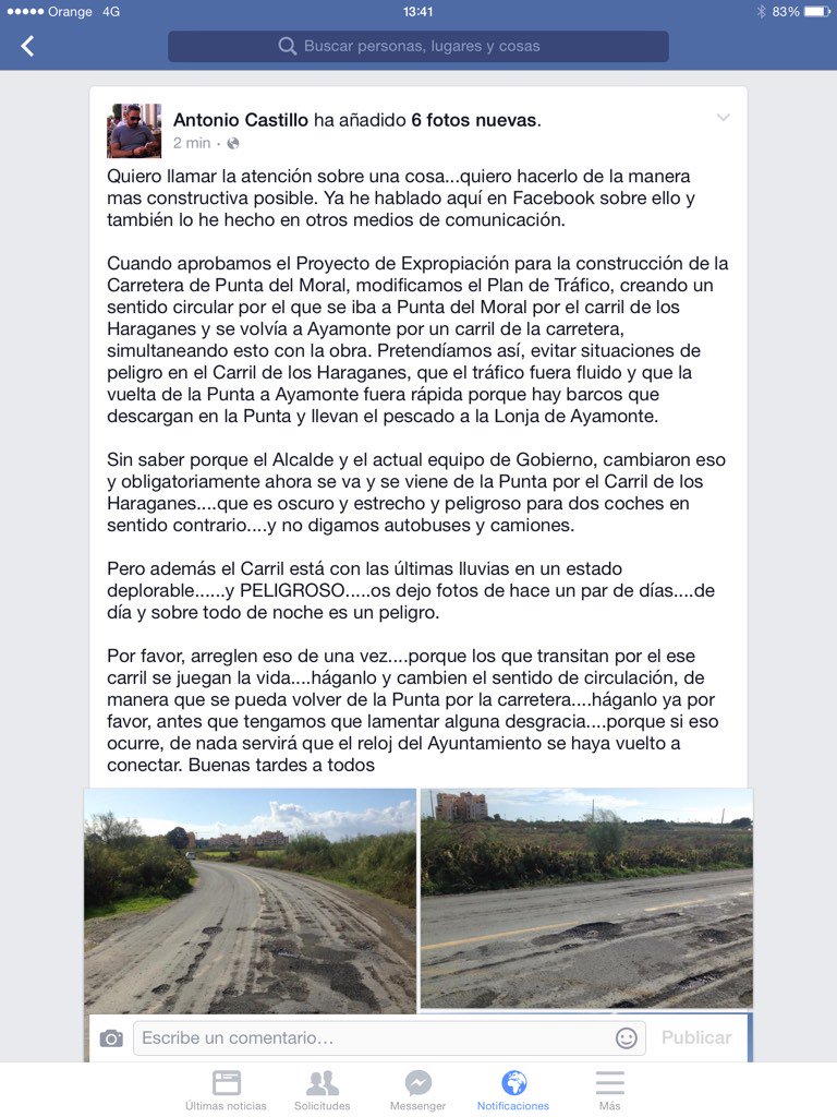 rguezcastillo's tweet photo. Pedimos que se arregle el carril de los Haraganes #Ayamonte antes que haya q lamentar una desgracia https://t.co/eejaNV3Y9c