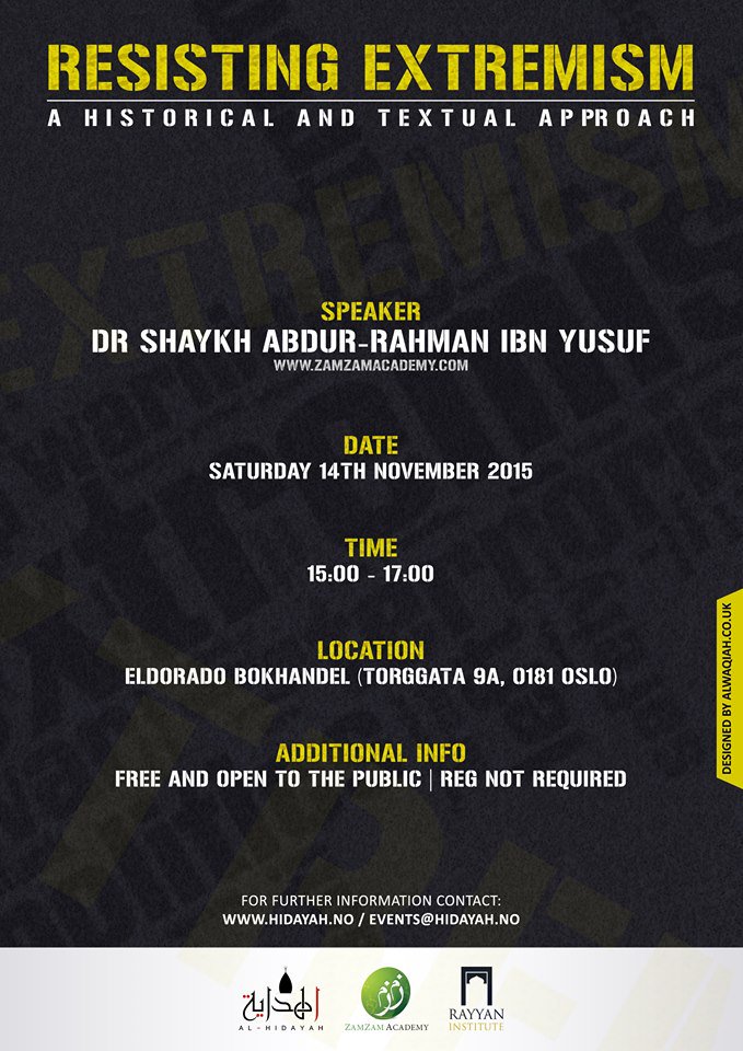 el_Hidayah's tweet photo. @MuftiARM will be coming in november! And will on the 14th be speaking of #extremism at @EldoBok! #SpreadTheWord https://t.co/pq11qJyXbZ
