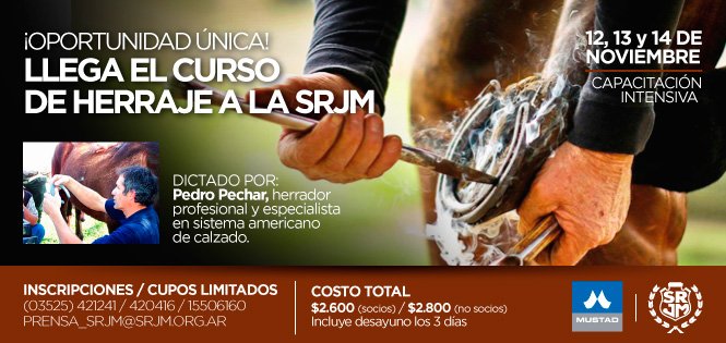 srjmcba's tweet photo. ¡IMPERDIBLE! LLEGA EL CURSO DE HERRAJE A LA @srjmcba/12,13y14 DE NOV/CUPOS LIMITADOS/►VIDEO:https://t.co/b8JgSCilC4 https://t.co/Mg17HJT3bp