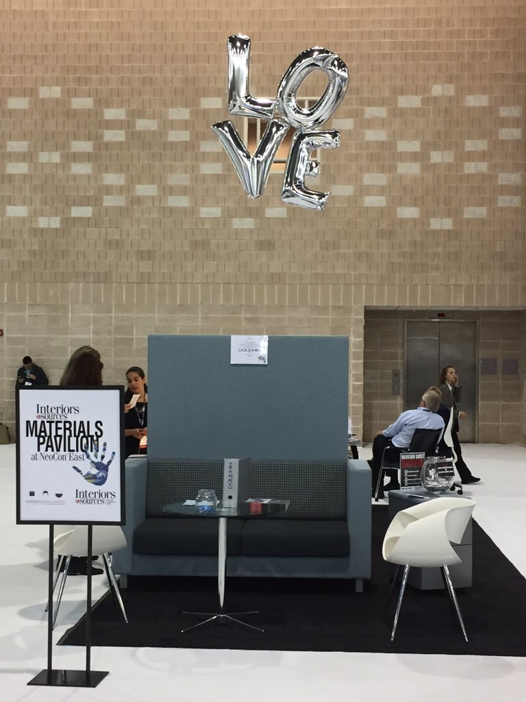 InteriorsChi's tweet photo. The materials pavilion brought some love!! #interiorssource #NeoConEast15 https://t.co/gc8k8wSfx4