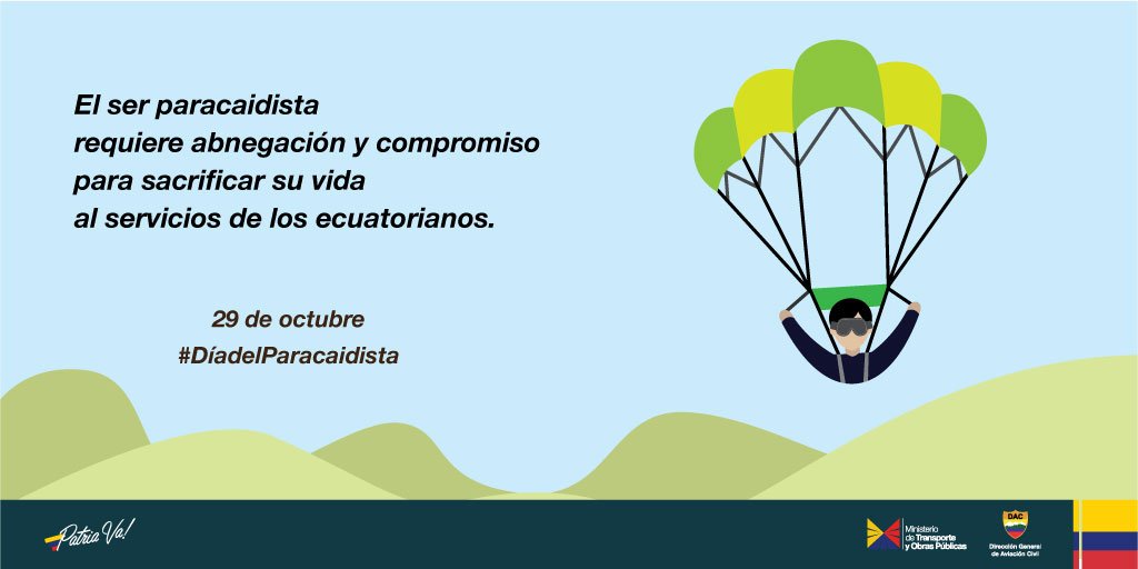 DGAC_Ecuador's tweet photo. La #DGACec saluda al Paracaidista Militar en su día. https://t.co/pItTgWJbAP
