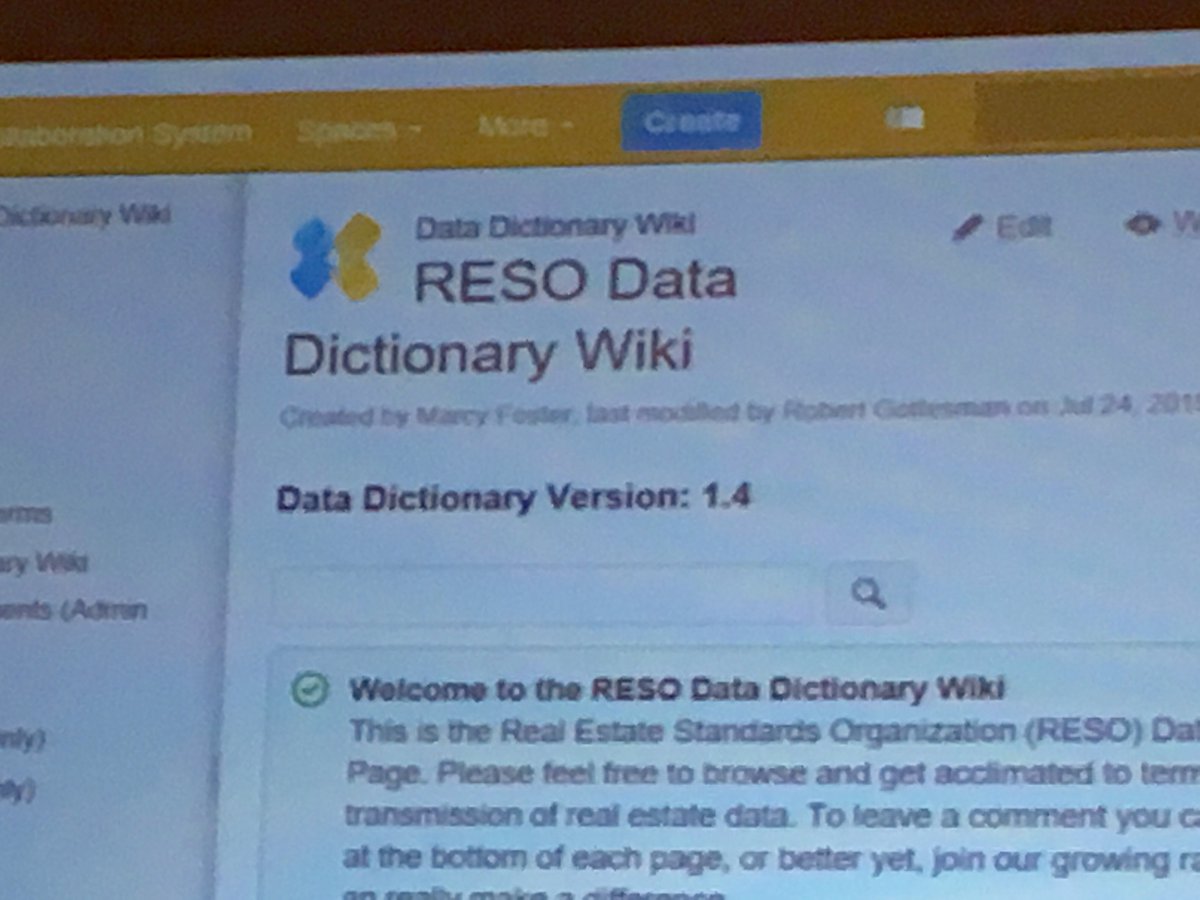 RESOStandards's tweet photo. #RESO15 Rob Larson @CRMLSNews gives a sneak peek of the soon-to-be-released Data Dictionary Wiki https://t.co/dfxKIrABty