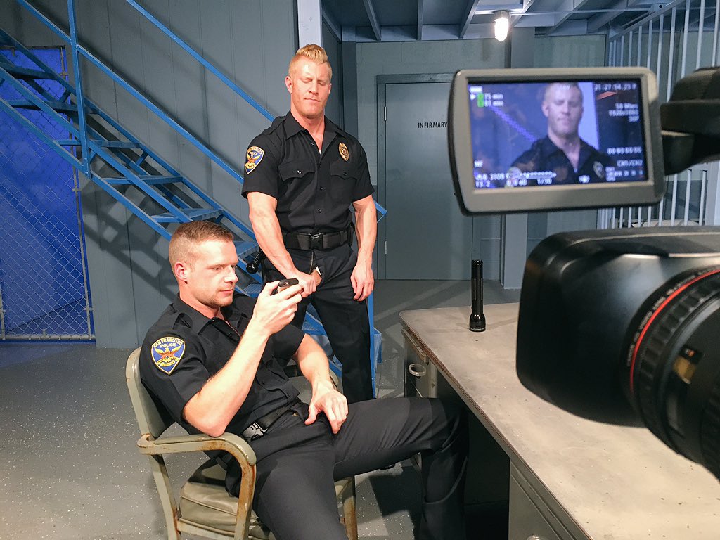 MrDimarco's tweet photo. Hot cop, hard cock alert!! Another great day on the set of my latest movie @HotHouseXXX #StiffSentence https://t.co/YMrZzioRKU