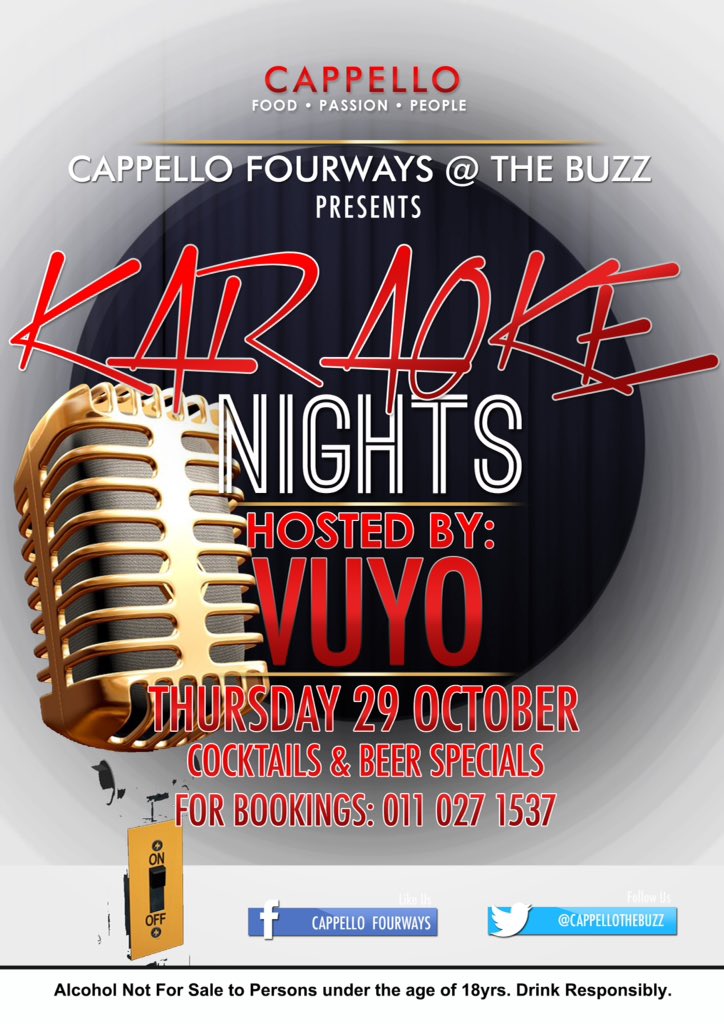 CappelloTheBuzz's tweet photo. @vuyomse + karaoke = Spe-je-je on a hunnid, join us tonite for Karaoke @ Buzz https://t.co/CixqsuNUIt