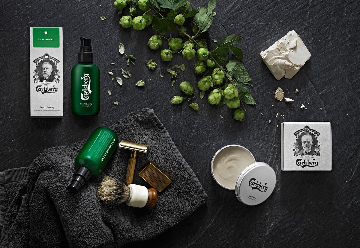 Adweek's tweet photo. Carlsberg infuses beer into new shaving products, just in time for Movember. https://t.co/9AktusVbmx https://t.co/EhIJiseNI2