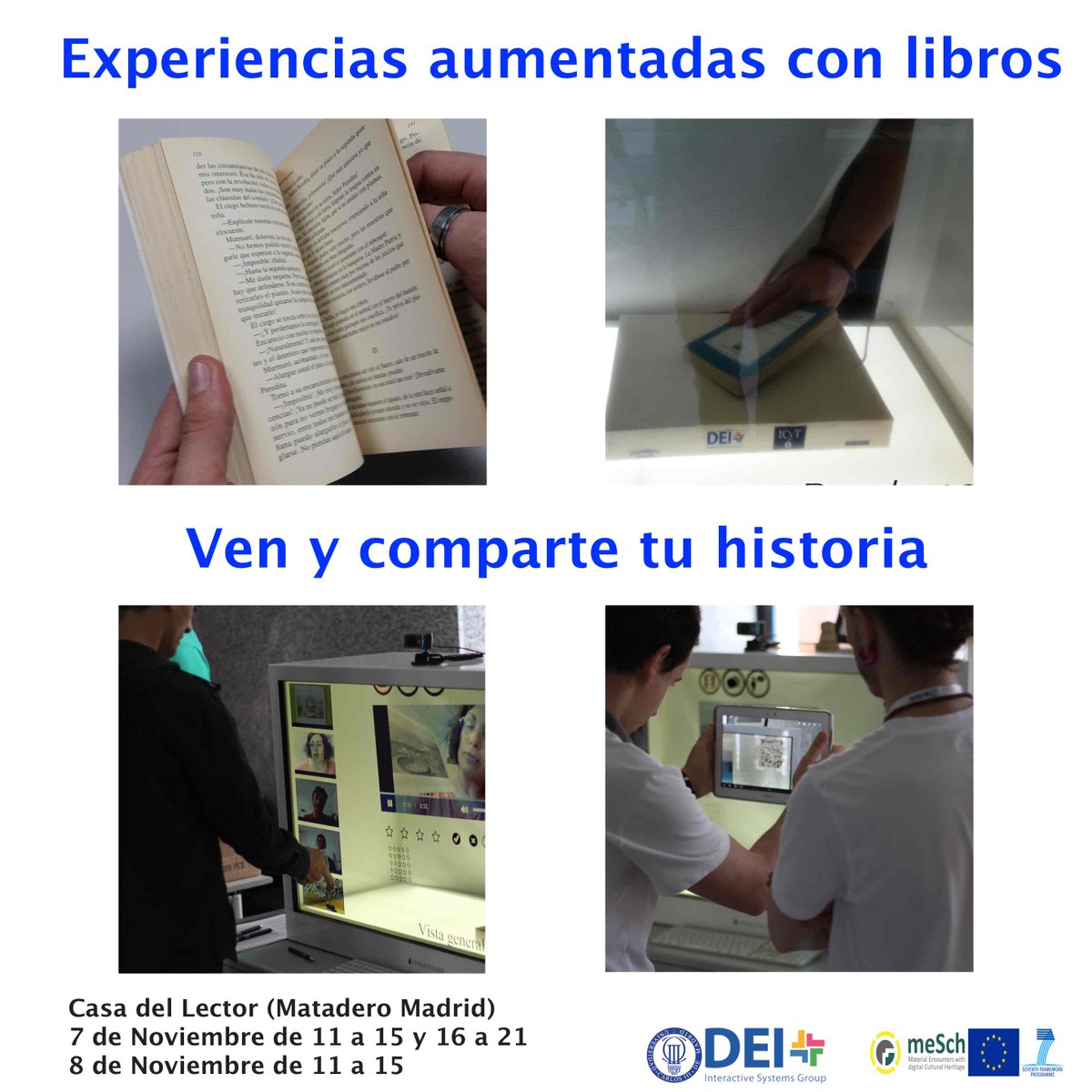 MPalomaD's tweet photo. @uc3m en @CasaLector experimentamos con realidad aumentada para hacer del libro un objeto social #meschproject https://t.co/L1weCaL3Ea