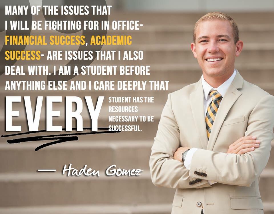 GomezHannerMSA's tweet photo. As a student govt. we have an obligation to #MoveMizzouForward and see to it that every student can. https://t.co/qB4YFehZ40