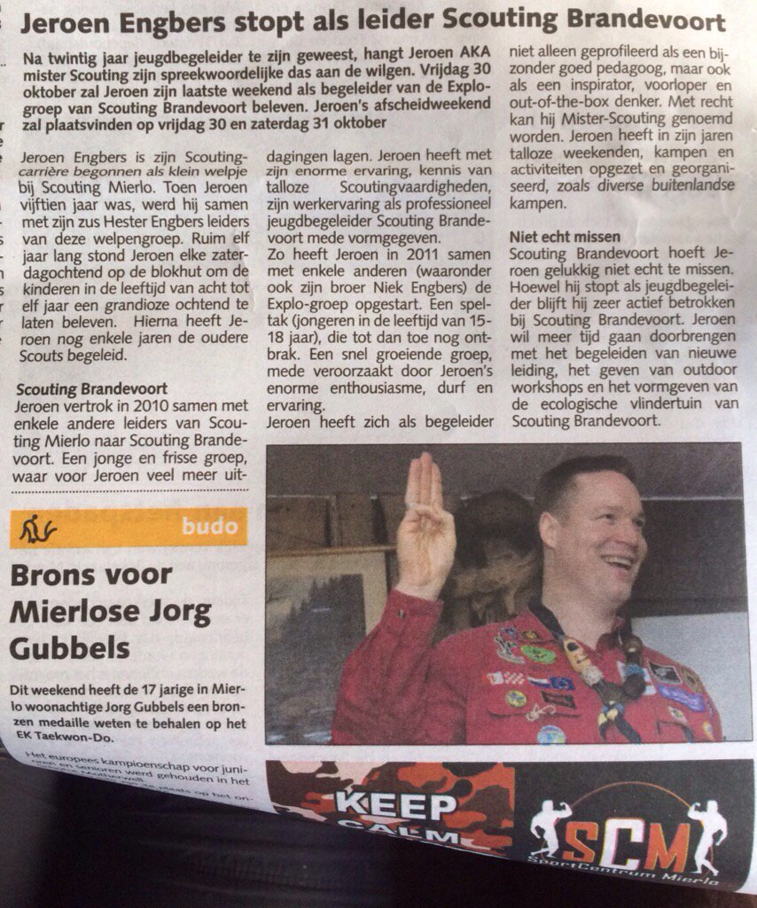 Vandaag in de Mierlose krant over Onze Jeroen <a href="/PRBrandevoort/">PR Brandevoort</a> <a href="/Ons_Brandevoort/">Brandevoort.net</a> @Brandevoort_nu <a href="/ScBrandevoort/">Scouting Brandevoort</a>