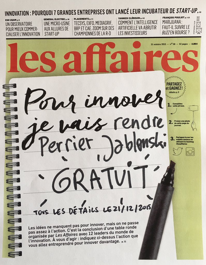 namouric's tweet photo. Et vous, qu'allez vous faire pour innover? #lesaffaires https://t.co/D9GAvN9IzM