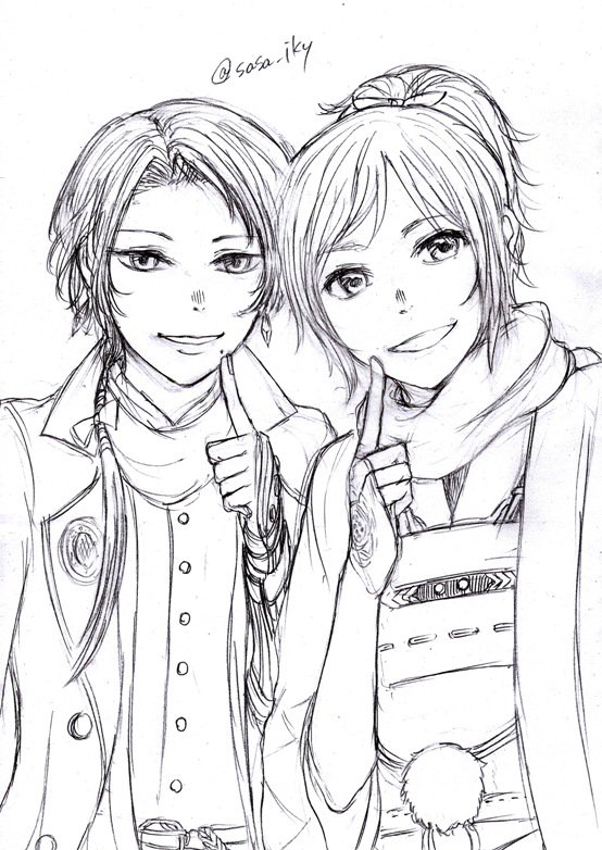 ついでに、女子力高い2人を頑張って描いてみた。加州、初めて描いたけどムズい…('ω`) 