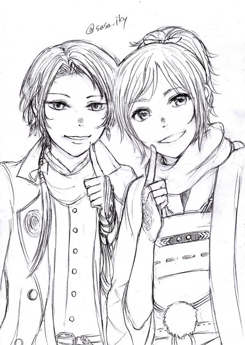 ついでに、女子力高い2人を頑張って描いてみた。加州、初めて描いたけどムズい…('ω`) 