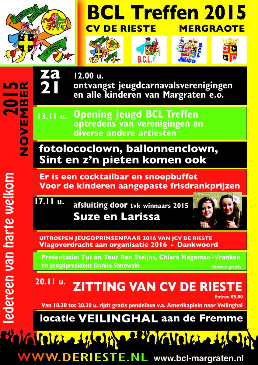 Jeugd BCL treffen op zaterdagmiddag  21 november en tevens jeugdzitting jcv de rieste, met bezoek van sinten pieten.