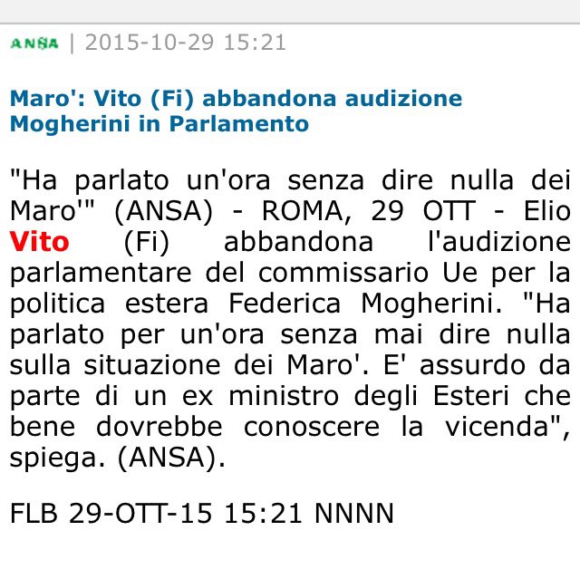 elio_vito's tweet photo. Grave che @FedericaMog non dica una parola sui Marò nella sua Audizione a @Montecitorio https://t.co/VbitWG71XO