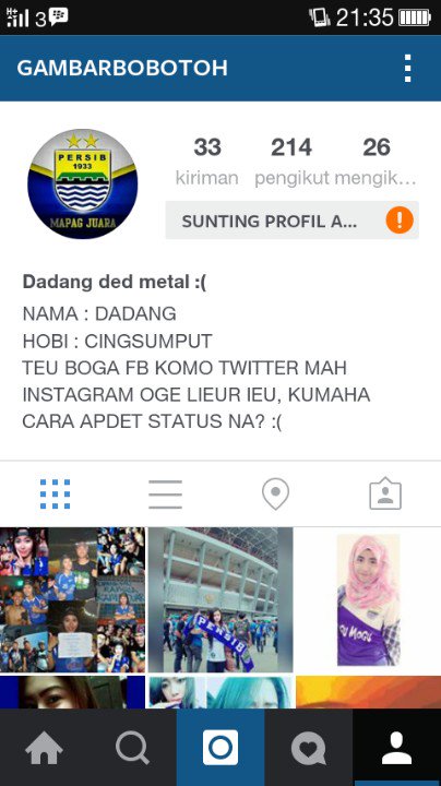 Aku mah di instagram nama nya bukan somad. Tapi dadang ded metal. Follow : gambarbobotoh :((