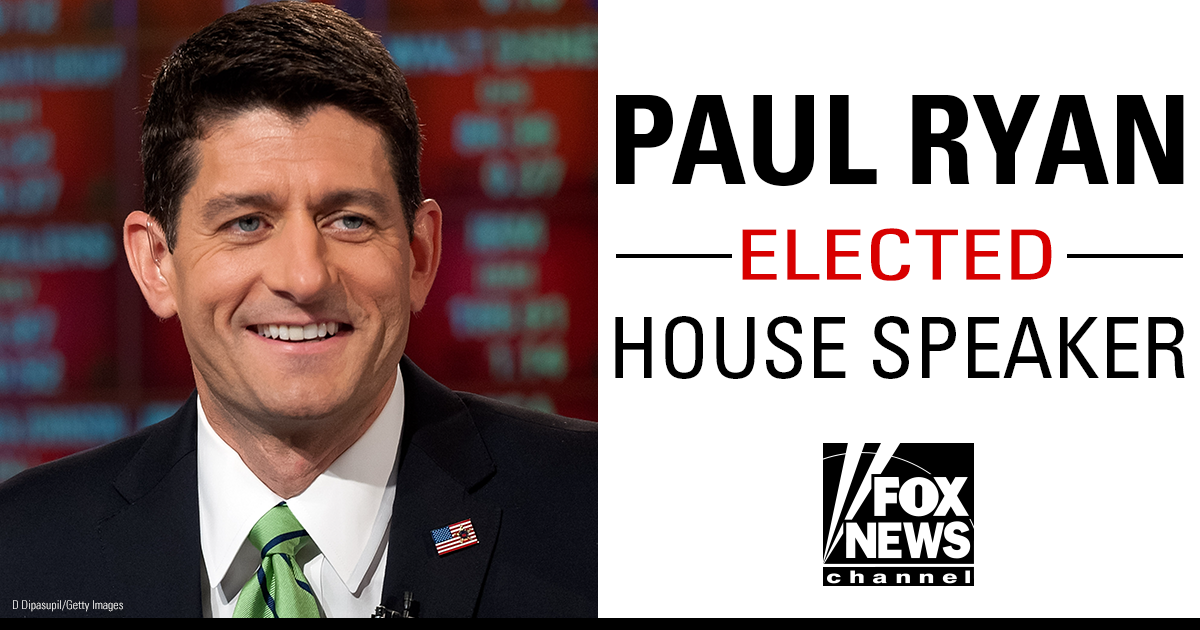 FoxNews's tweet photo. Breaking News: Paul Ryan receives enough votes to become the next House speaker. https://t.co/YM8xk0rpm8