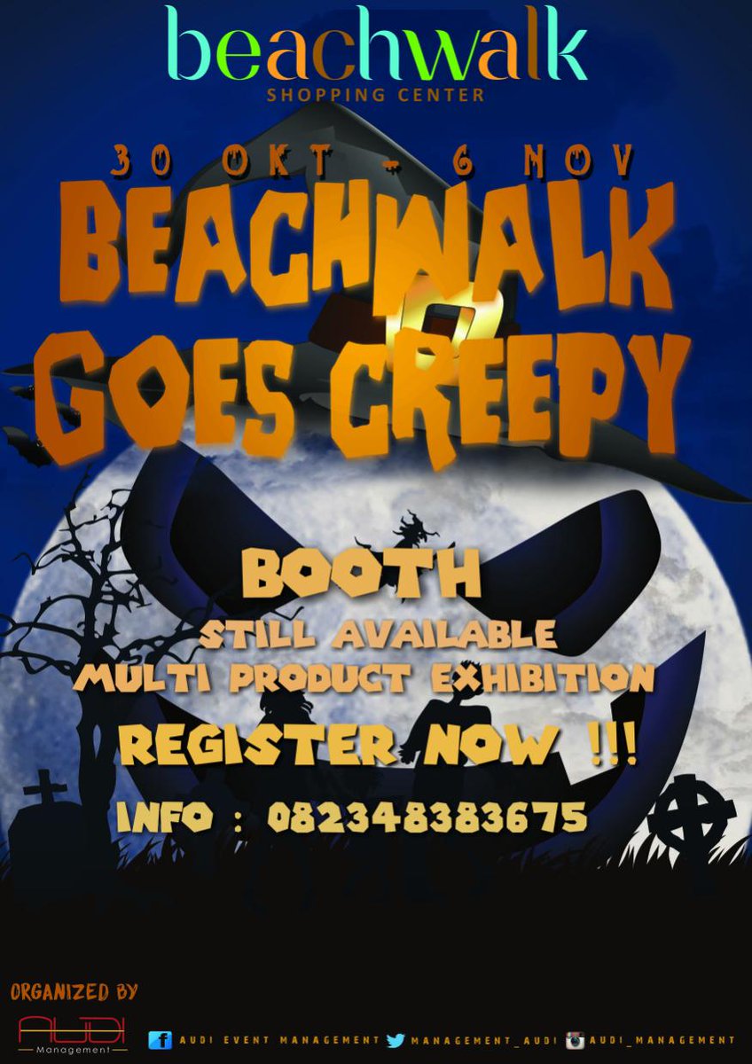 management_audi's tweet photo. Booth masih tersedia  @beachwalk_bali    daftarkan segera produk kalian , info 082348383675 #Halloweenbali https://t.co/RbrxI9KuvG