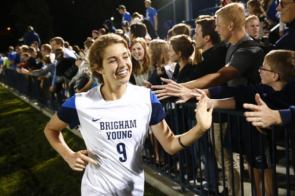 tbtoone's tweet photo. Ret. sister missionaries @paigehunt7 @rnboaz changing trend at @byusoccer_w | https://t.co/8zJw895q0R | @deseretnews https://t.co/qOOBVvUqZx