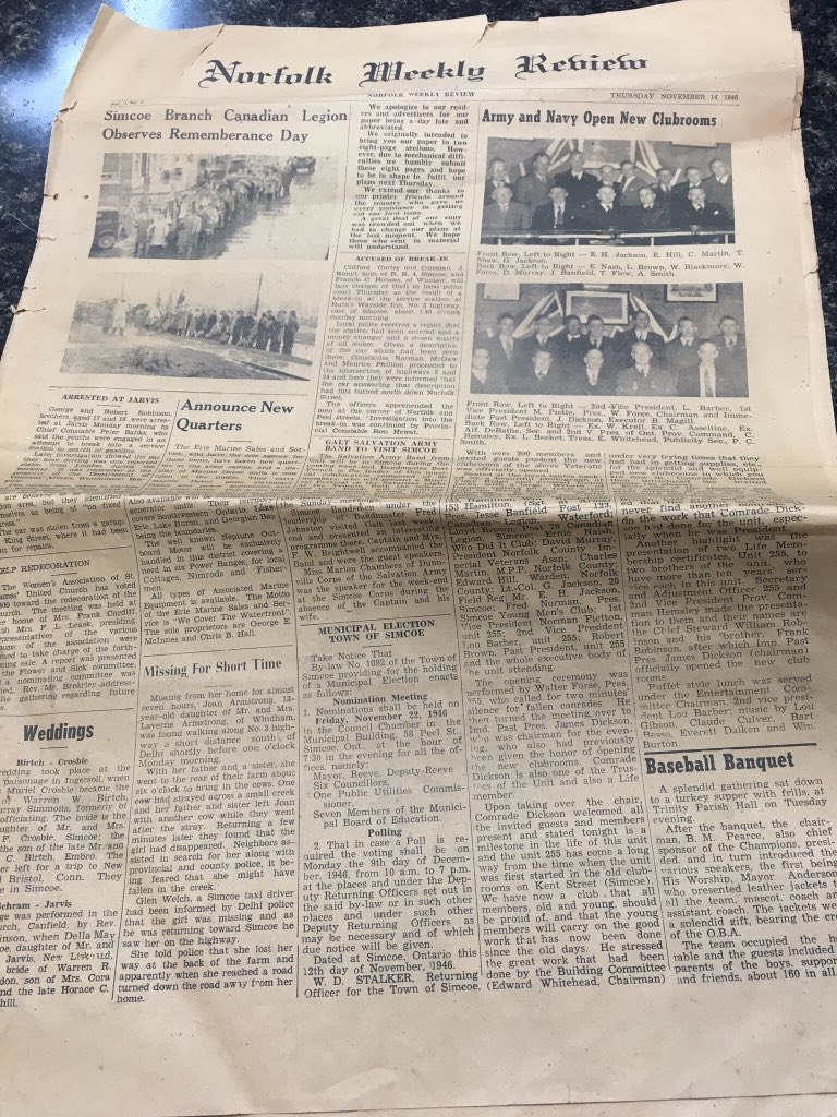 Pulling out the archives in time for our 88th anniversary event. #1946 <a href="/Simcoe_Reformer/">The Simcoe Reformer</a> <a href="/NorfolkCulture/">NC Heritage/Culture</a>