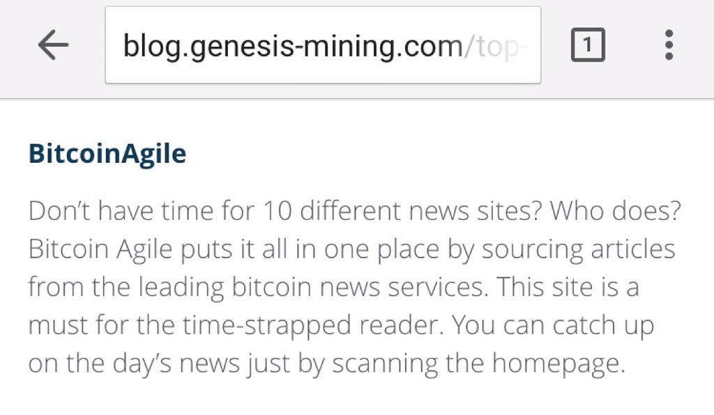 bitcoinagile's tweet photo. Top 10 #Bitcoin News Sites | Genesis Mining https://t.co/IsvmoUI77g #ExploreBitcoin @genesismining https://t.co/HGTFiXZcAU
