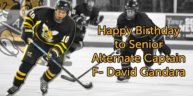 AIC_Hockey's tweet photo. Happy Birthday to senior alternate captain David Gandara (@david_ganduget) #JacketNation #JacketBirthdays https://t.co/WOFCB5n5T4