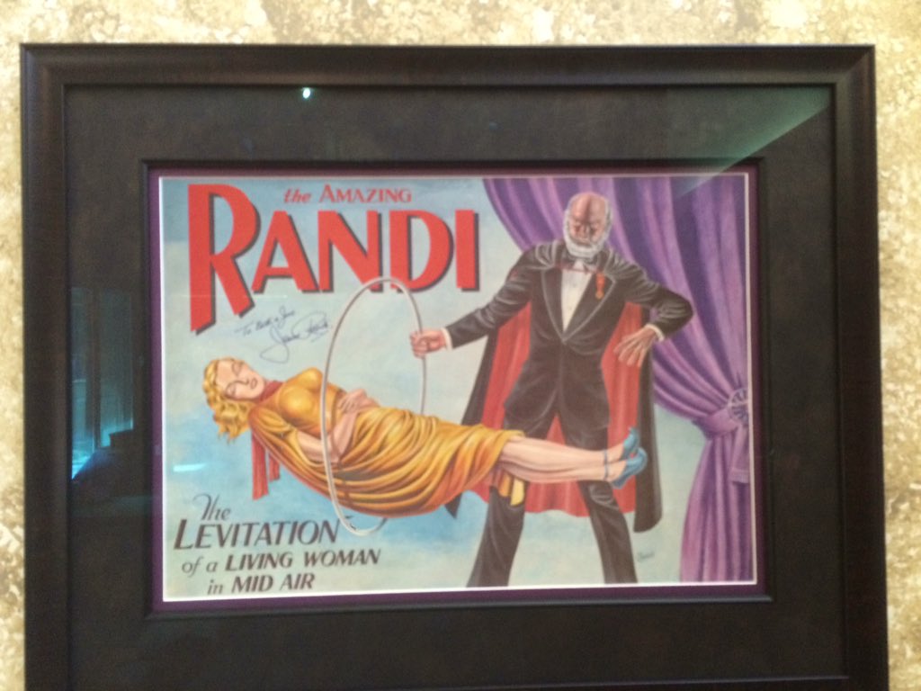angryjoev's tweet photo. @pennjillette   Met The Amazing Randi last month and got an an original signed print that now holds a place of honor https://t.co/MgrUjjPzzY