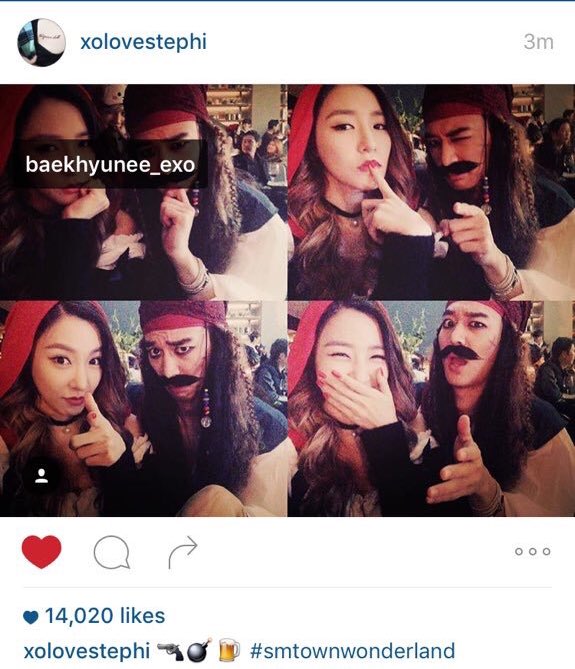 EXOPlanetBR's tweet image. [!!!] Tiffany marcou Baekhyun em sua postagem no Instagram com Minho!