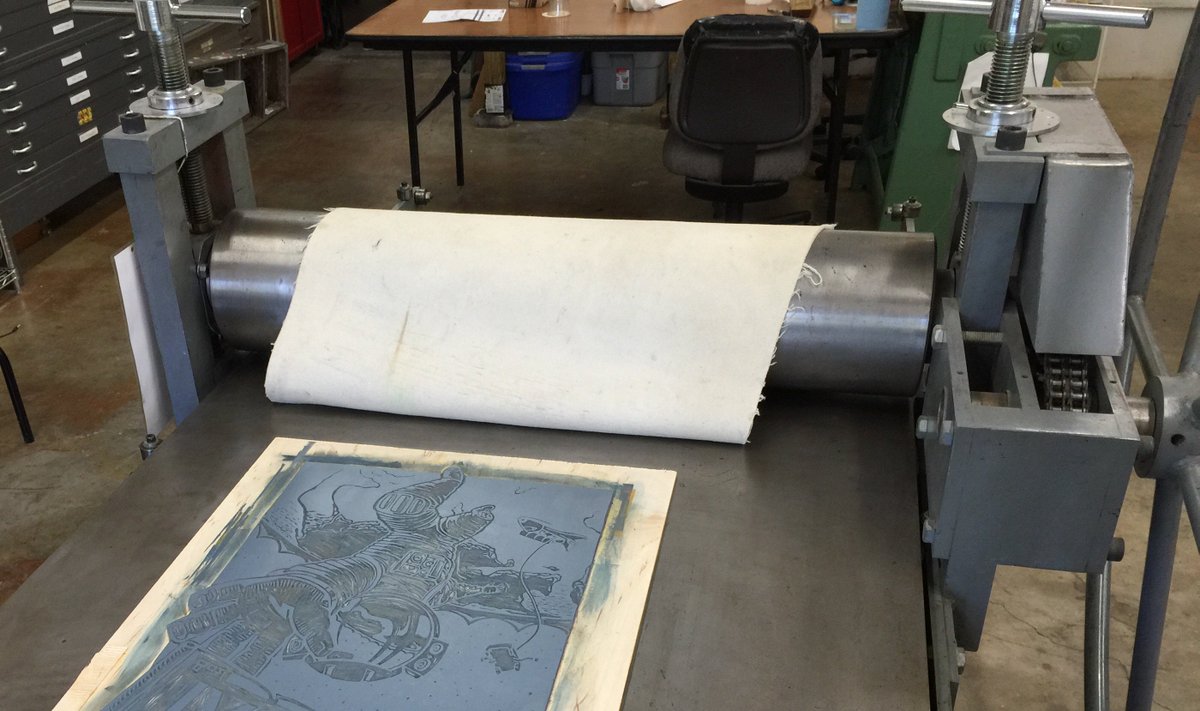 gowithjake's tweet photo. Finished my poster for the @AfterhoursATX show! Thnx for the press, Slugfest! #blockprint #process #afterhoursatx https://t.co/M0cqoIYms6