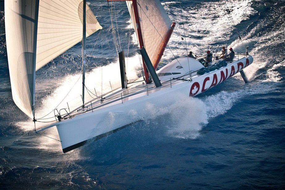 TransatCafeLOR's tweet photo. [#Avarie] Problème de rail de grand-voile pour O Canada (IMOCA). Plus d'infos : https://t.co/BQmkEtoC7W #TJV2015 https://t.co/jOsDK9KTF9