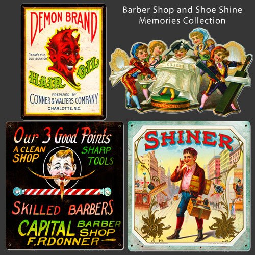 Featured artwork from the Barber Shop and Shoe Shine Memories Collection: pasttimesigns.com/licensed/barbe…