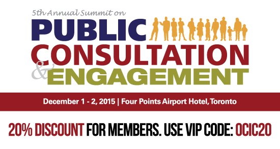 ocictweets's tweet photo. Partnering w/ #PublicConsultation & #Engagement Summit 2015. #OCICMembers rate. Register at https://t.co/s8jNUfBdms https://t.co/8KPll24VgY