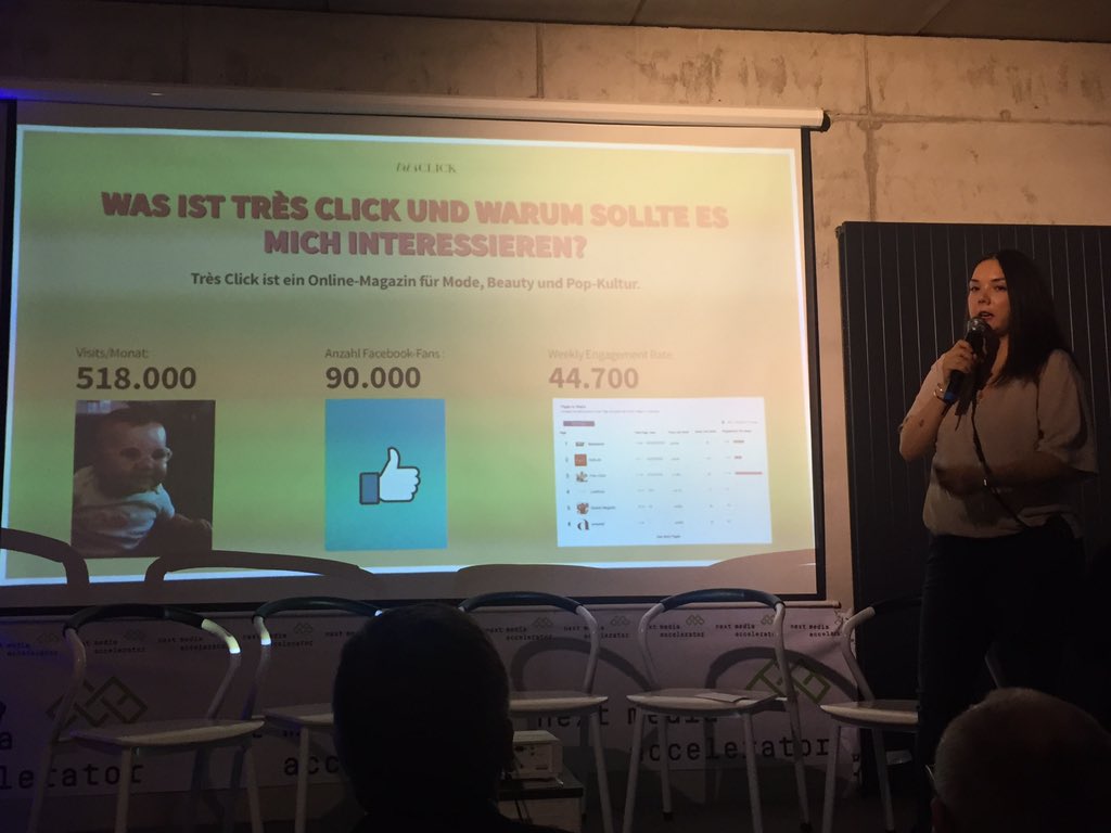 kapVenture's tweet photo. Très Click ist mit ordentlicher Traktion das erste Venture auf dem Demo-Day #nmadd1 https://t.co/v4fnjttNyL