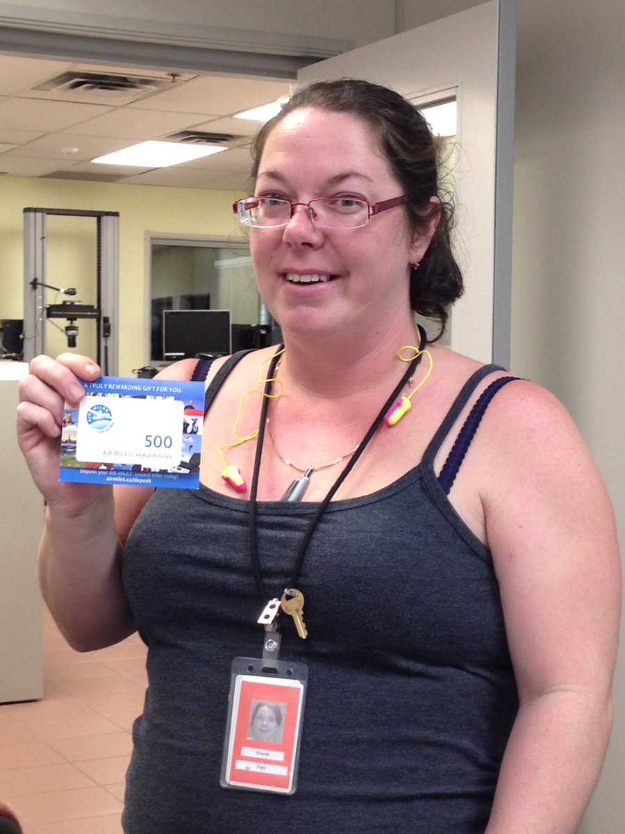 PPGpearson's tweet photo. #TBT Congrats Shandi @VCIGreenTeam for winning 500 @LoyaltyOne Air Miles Reward Miles as part of #PPC2015. https://t.co/qy7A7a8fuj