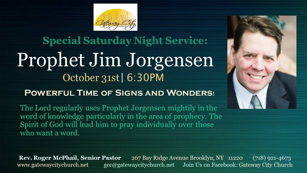 gccbrooklyn's tweet photo. Special Saturday Night Service with our wonderful friend, Prophet Jim Jorgensen! #powerfultime #prophetic https://t.co/S79UECjVfM