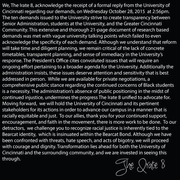 saminandyal's tweet photo. @TheIrate8 responds to @uofcincy 
For their response see https://t.co/vXREj08acq #TheIrate8 #HottestCollegeInAmerica https://t.co/T14RVEKAHr