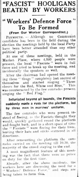 NoirMJ's tweet photo. On this day in 1931, 'fascist hooligans' beaten by workers in Plymouth.... https://t.co/goYJToJYuX