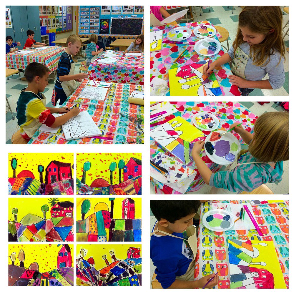 paintitkids's tweet image. Colorful Landscape again... This time at Boone Meadow! Fun color mixing lesson! #introtopaint @ZCSBoone_Meadow