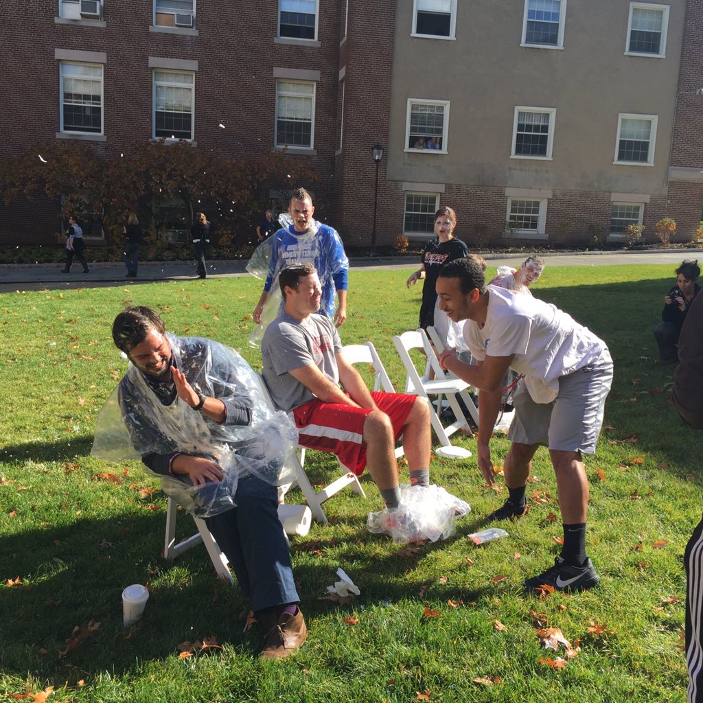 NathanHager's tweet photo. Pie your professor/coach in preparation for our @CoachesMA tournament Nov. 13-14. Thank you everyone who donated! https://t.co/WFX07SHAaA