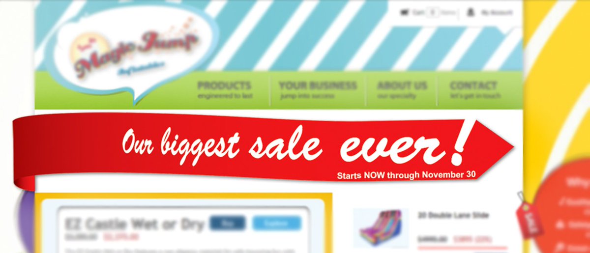 MagicJump's tweet photo. Take advantage of our HUGE sale going on now, more info here -> https://t.co/kOTnO2Iuv8 #InflatableSale #Iaapa #Sale https://t.co/sMjhP5RArN