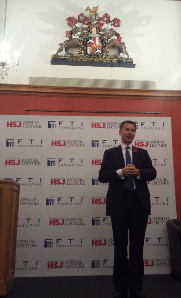 ShaunLintern's tweet image. Jeremy Hunt kicks off #HSJlecture expect plenty on patient power and technology. First a short YouTube video: