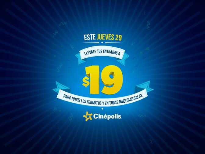 Cinepolis's tweet photo. ¡Hoy TODAS nuestras salas a $19! Además palomitas GRATIS al comprar 2 refrescos grandes: https://t.co/OuPl6Z6aY7 https://t.co/RmcoeifFnk
