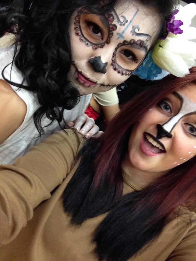 jarmarah_here's tweet photo. Decatur Halloween dress up me and Blanca she is a sugar skull and I'm Bambi @DHSRaiderPress https://t.co/jztUucdNT4