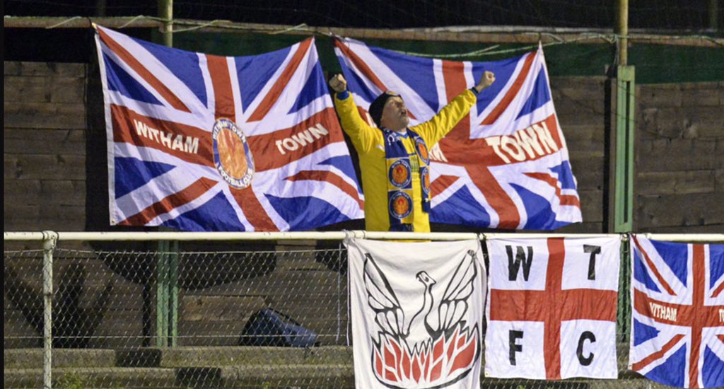 GWRovers's tweet photo. Great to see the @Withamtownfc 'One' here the other night. This is what non league footie is all about! #superfan https://t.co/JE5YsRX5I6