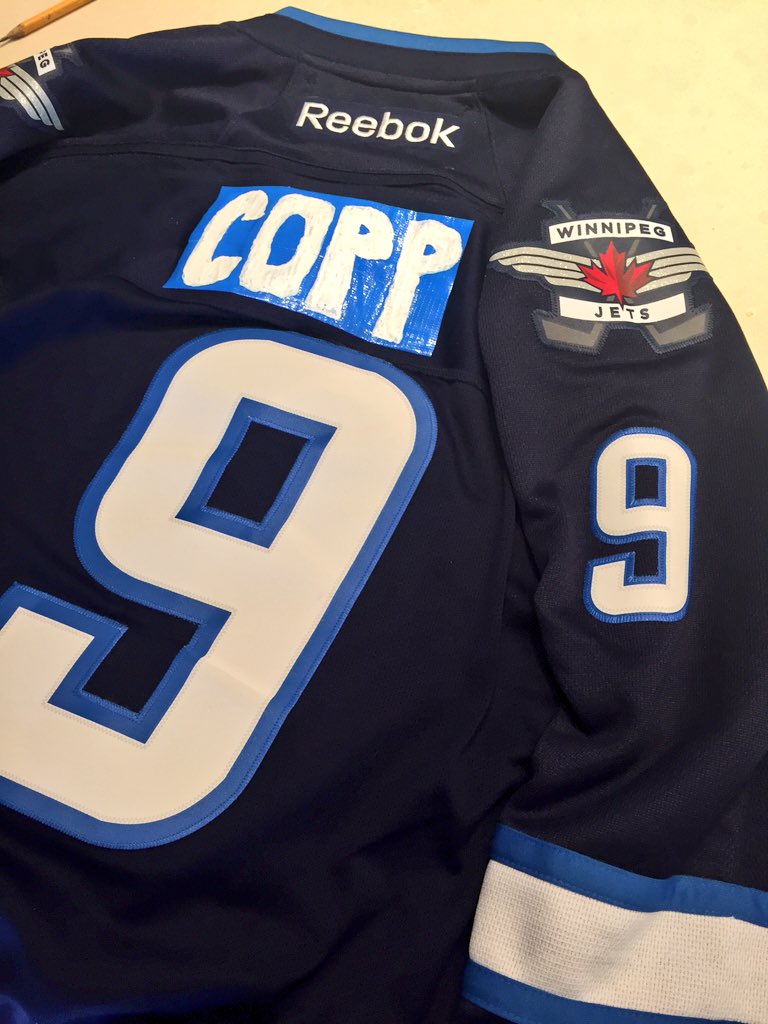 When you're going to the @NHLJets game tonight & don't want to buy a New Jersey! #gojetsgo #DIYjersey