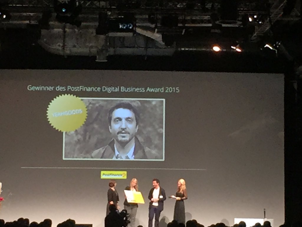 StartupsAwards's tweet photo. #postfinance #digitalbusiness #award goes to @yeahgood #SSA https://t.co/6ZOfxhLByS