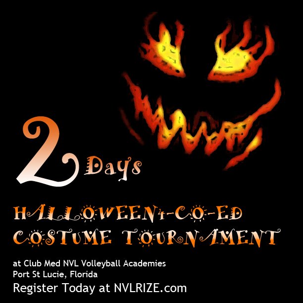 NVLRIZE's tweet photo. Register for our Halloween 4 Co-ed Person tournament here: https://t.co/kNacgO34LM #Beachvolleyball #TheNVL #NVLRIZE https://t.co/ru51XfZhHR