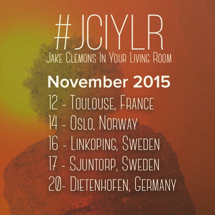 jakeclemons's tweet photo. May the countdown begin! See you soon: France, Norway, Sweden &amp; Germany!!!  #JCIYLR https://t.co/3pJL5MKSS9