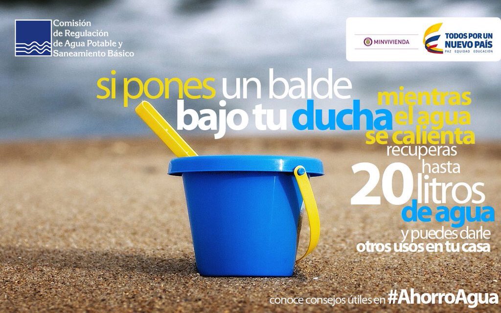 MinAgricultura's tweet photo. Mete un balde a tu ducha y verás cómo te ayuda en #AhorroAgua #FenómenoDelNiño @cracolombia https://t.co/5ZfC44gE82